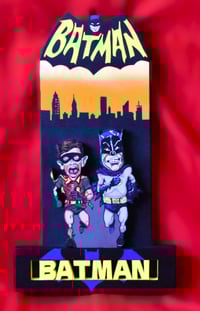 Image 1 of Batman and Robin Hand Crafted 3D Wooden Diorama Cartooning Wall Décor