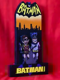 Image 2 of Batman and Robin Hand Crafted 3D Wooden Diorama Cartooning Wall Décor