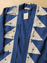 Image 2 of Pieced Studio Coat (Deep Blue + Ikat)