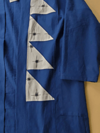 Image 3 of Pieced Studio Coat (Deep Blue + Ikat)