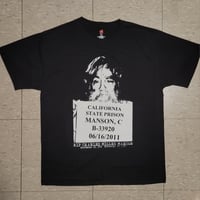 Image 1 of R.I.P. Charles Manson Mugshot Size LARGE T-Shirt