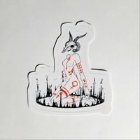 Image 1 of Naked Woman Wearing A Goat's Skull Performing A Satanic Ritual Matte Vinyl Sticker