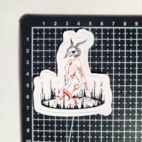 Image 2 of Naked Woman Wearing A Goat's Skull Performing A Satanic Ritual Matte Vinyl Sticker