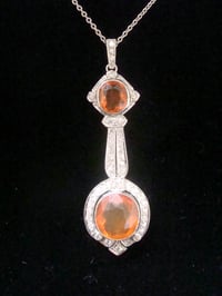 Image 1 of EDWARDIAN 18ct WHITE GOLD FIRE OPAL AND DIAMOND NECKLACE