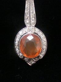 Image 2 of EDWARDIAN 18ct WHITE GOLD FIRE OPAL AND DIAMOND NECKLACE