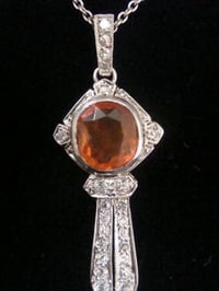 Image 4 of EDWARDIAN 18ct WHITE GOLD FIRE OPAL AND DIAMOND NECKLACE