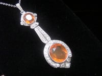Image 6 of EDWARDIAN 18ct WHITE GOLD FIRE OPAL AND DIAMOND NECKLACE