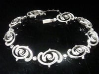 Image 1 of HEAVY ART NOUVEAU PLATINUM DIAMOND BRACELET 21G