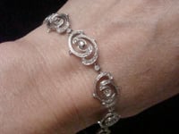 Image 8 of HEAVY ART NOUVEAU PLATINUM DIAMOND BRACELET 21G