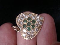 Image 2 of VINTAGE 18CT EMERALD AND DIAMOND HEART PENDANT (MATCHING EARRING AVAILABLE)