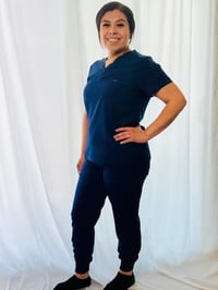 Image 4 of Jersey Scrub Top + Jogger Pants 