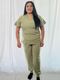 Image 5 of Jersey Scrub Top + Jogger Pants 