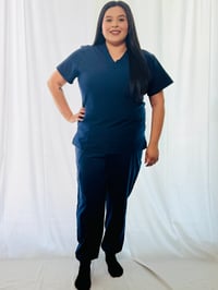 Image 2 of Jersey Scrub Top + Jogger Pants 