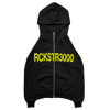 RCKSTR3000 YELLOW TEXT NINJA ZIP HOODIE BLACK