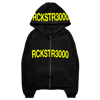 RCKSTR3000 YELLOW DOUBLE TEXT PULLOVER HOODIE BLACK
