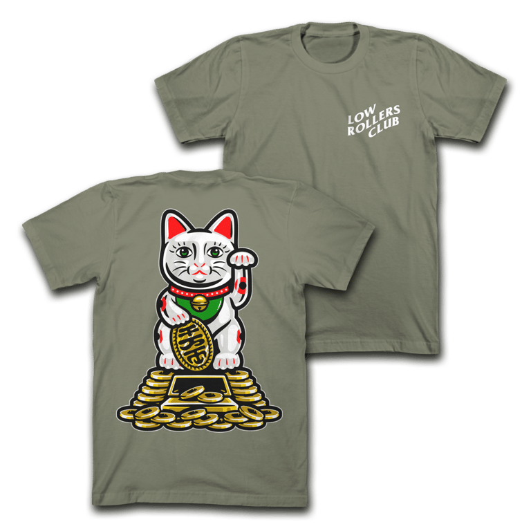 " LUCKY CAT " - KHAKI HEAVYWEIGHT TEE