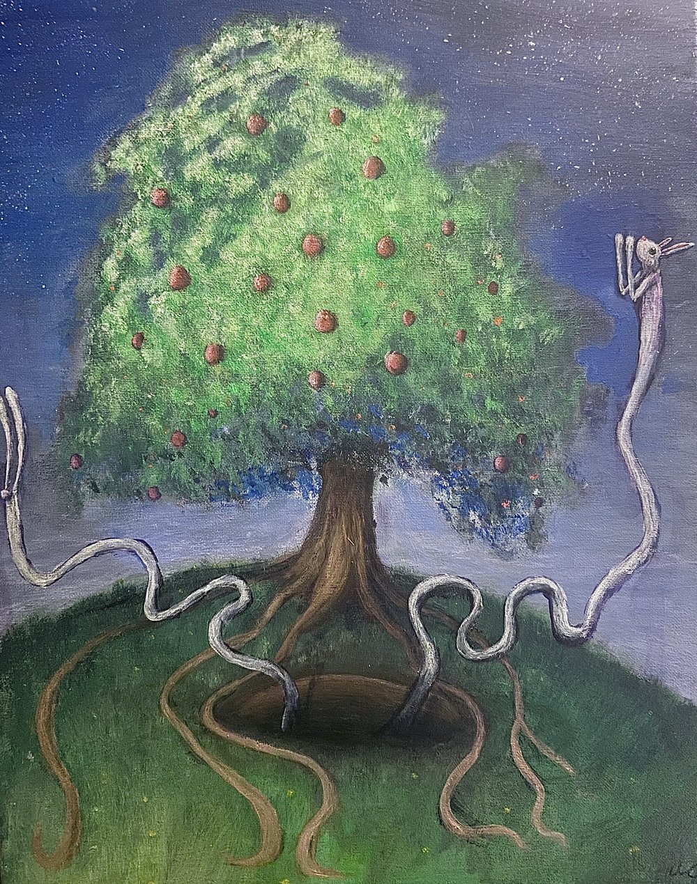 Image of The Spaghettification of Peter Cottontail 16x20 original painting