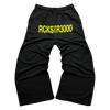 RCKSTR3000 YELLOW TEXT HIGHWAIST STRAIGHT-LEG SWEATPANTS BLACK
