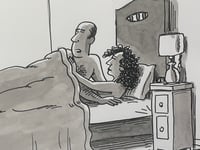 Image 2 of Original New Yorker cartoon “I don’t think I’m comfortable with the dog watching us.”