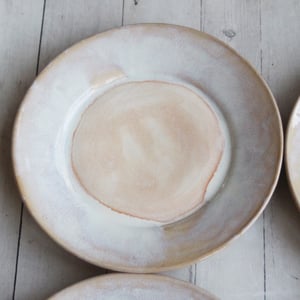 Image of Custom Dinnerware for Colleen - 6 Salad and 4 Dinner Plates in Creamy White and Ocher Glaze