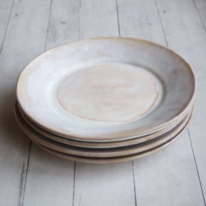 Image of Custom Dinnerware for Colleen - 6 Salad and 4 Dinner Plates in Creamy White and Ocher Glaze
