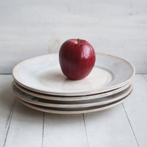 Image of Custom Dinnerware for Colleen - 6 Salad and 4 Dinner Plates in Creamy White and Ocher Glaze