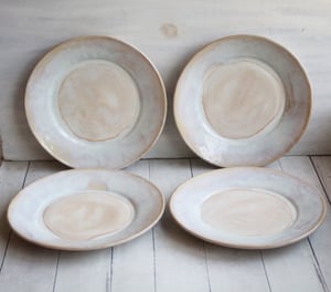 Image of Custom Dinnerware for Colleen - 6 Salad and 4 Dinner Plates in Creamy White and Ocher Glaze
