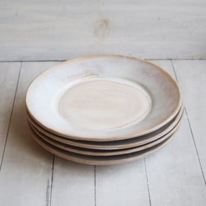 Image of Custom Dinnerware for Colleen - 6 Salad and 4 Dinner Plates in Creamy White and Ocher Glaze