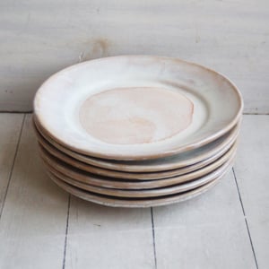 Image of Custom Dinnerware for Colleen - 6 Salad and 4 Dinner Plates in Creamy White and Ocher Glaze