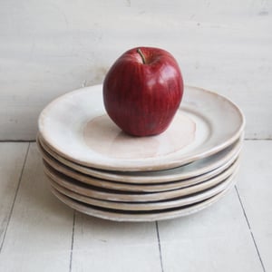 Image of Custom Dinnerware for Colleen - 6 Salad and 4 Dinner Plates in Creamy White and Ocher Glaze