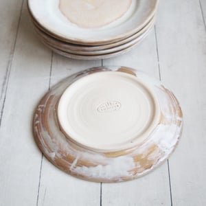 Image of Custom Dinnerware for Colleen - 6 Salad and 4 Dinner Plates in Creamy White and Ocher Glaze
