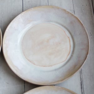 Image of Custom Dinnerware for Colleen - 6 Salad and 4 Dinner Plates in Creamy White and Ocher Glaze