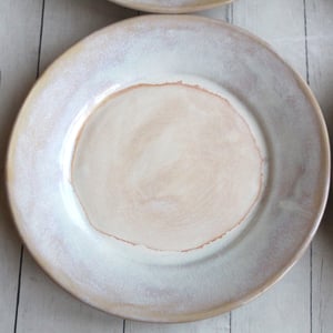 Image of Custom Dinnerware for Colleen - 6 Salad and 4 Dinner Plates in Creamy White and Ocher Glaze