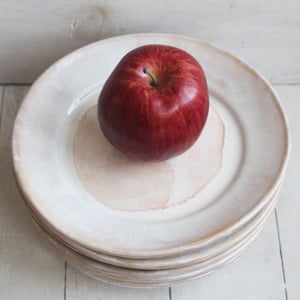 Image of Custom Dinnerware for Colleen - 6 Salad and 4 Dinner Plates in Creamy White and Ocher Glaze