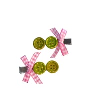 Image 3 of Bow & Button Hair Clips 