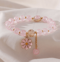 Image 2 of Soft Pink Daisy adjustable boho bracelet