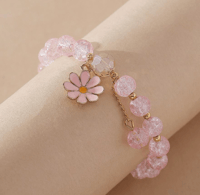 Image 3 of Soft Pink Daisy adjustable boho bracelet