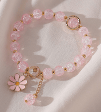 Image 4 of Soft Pink Daisy adjustable boho bracelet