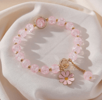 Image 5 of Soft Pink Daisy adjustable boho bracelet
