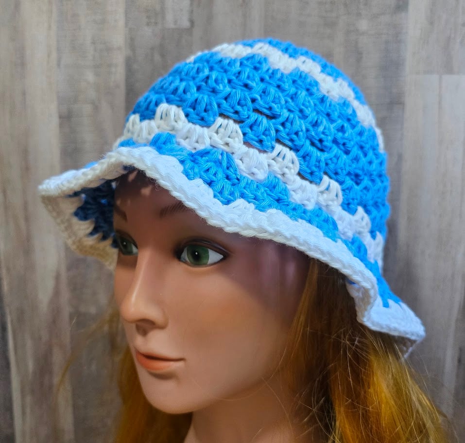 Image of Crocheted Cotton Granny Bucket Hat
