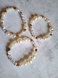 Image 3 of Trio of Intentions – Faux Pearl Bracelet Set with Gold Accents