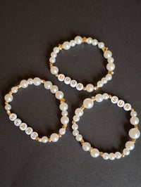 Image 4 of Trio of Intentions – Faux Pearl Bracelet Set with Gold Accents
