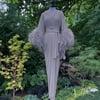 Pale Grey Sheer "Selene" Ostrich Dressing Gown PRE-ORDER 