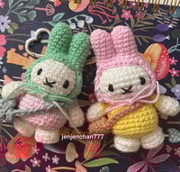 Image 1 of Bunny w/totebag crochet keychain 