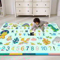Image 1 of Kids Alphabet and Dinosaur Learning Mat, Polyester Fiber Educational Play Mat, with Non-Slip Bottom,