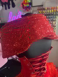 Image 3 of Fiery Scarlet Feathered Mermaid Gown