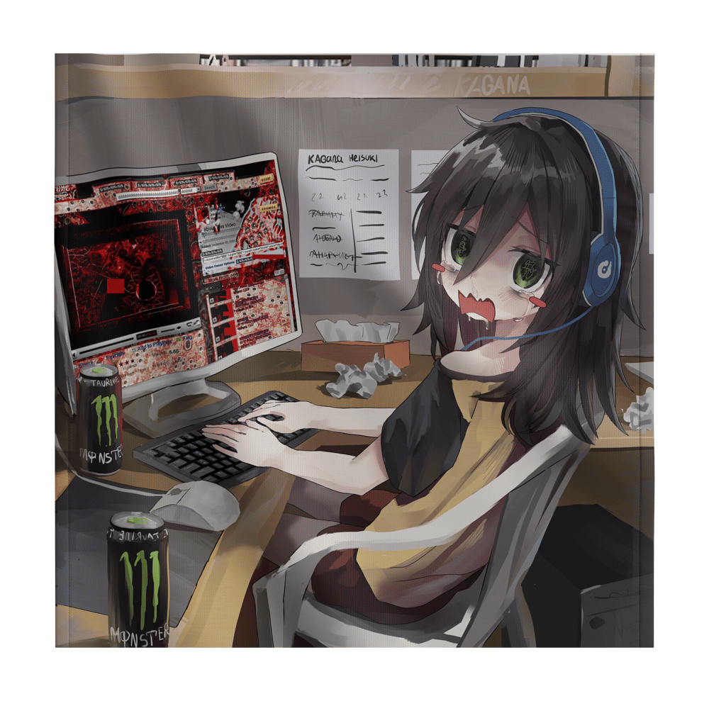 Image of Tomoko browsing the internet Wall Flag