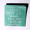 Ticket for Friday, September 26 solo show in Winnipeg