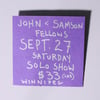 Ticket for Saturday, September 27 solo show in Winnipeg