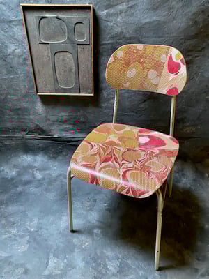 Image of Hand marbled textile chair - red
